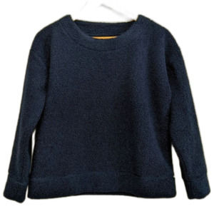 J. Crew Vintage Fleece Navy Blue Faux Fur Sweater Size XS